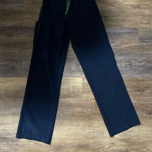 Carhartt Navy Scrub Pants with Green Drawstring